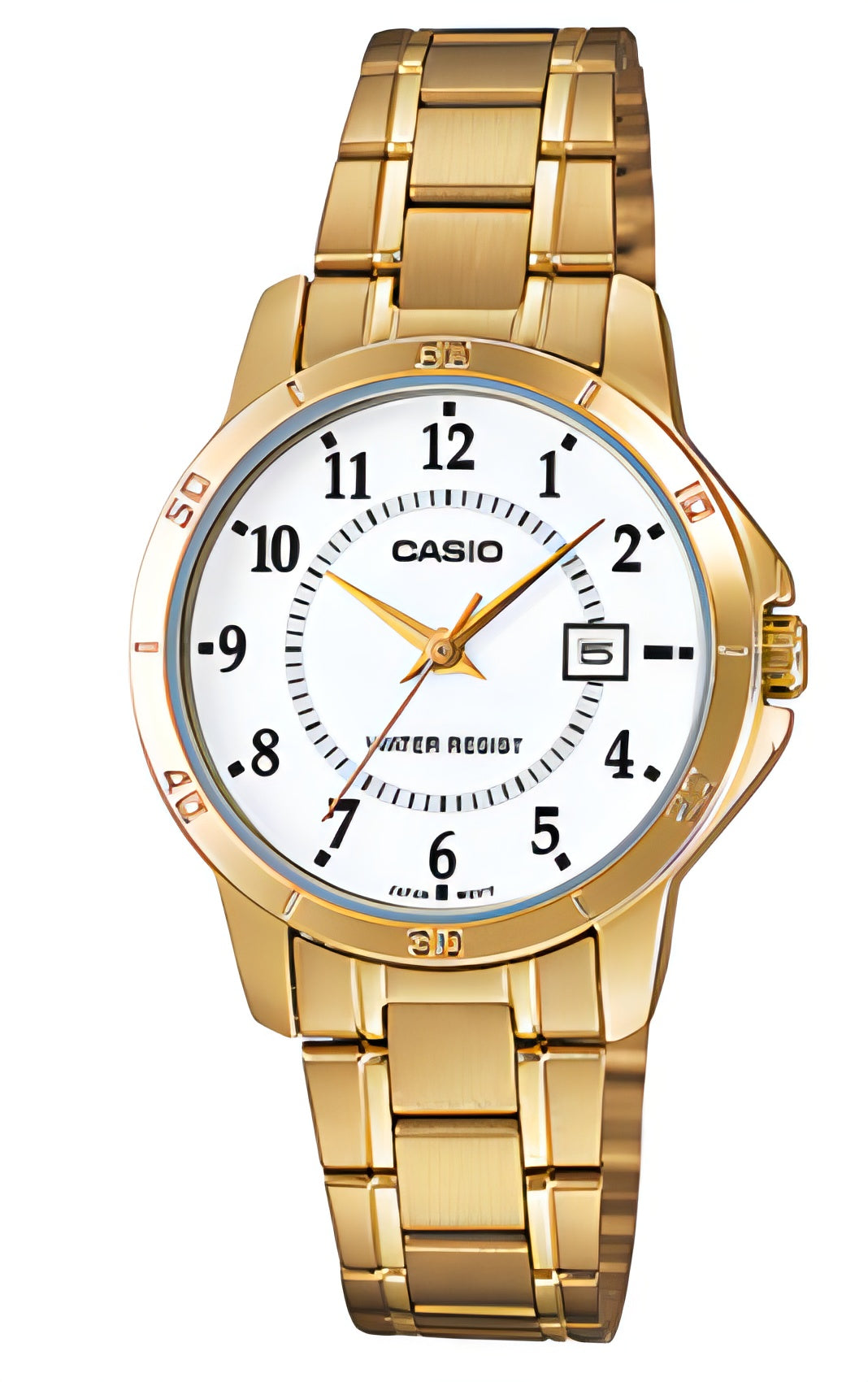 Casio Ladies Classic Gold Watch LTP-V004G-7BUDF | Stainless Steel | Mesh Strap | Water-Resistant | Minimal | Quartz Movement | Lifestyle | Business | Scratch-resistant | Fashionable | Halabh.com