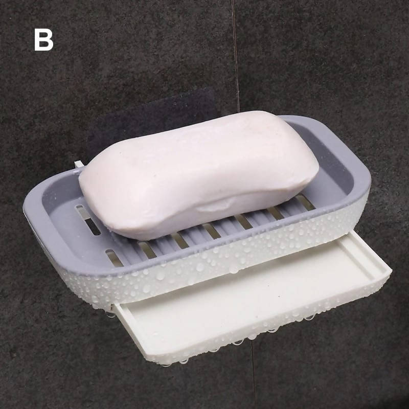 Double Layer Soap Rack No Drilling Wall Mounted Soap Drain Holder Soap Dish Self Adhesive Bathroom Accessories