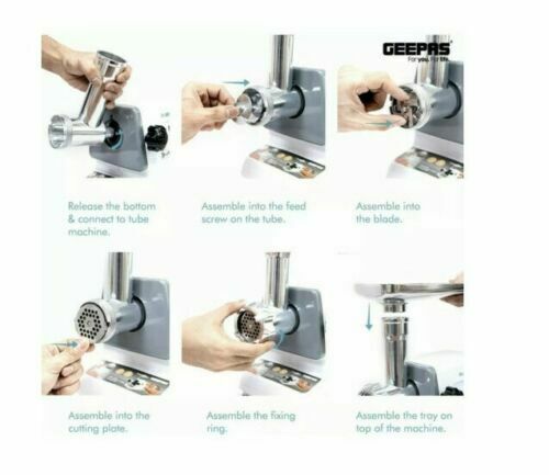 Geepas Meat Grinder Stainless Steel Size Plates 1kg Capacity 2000W