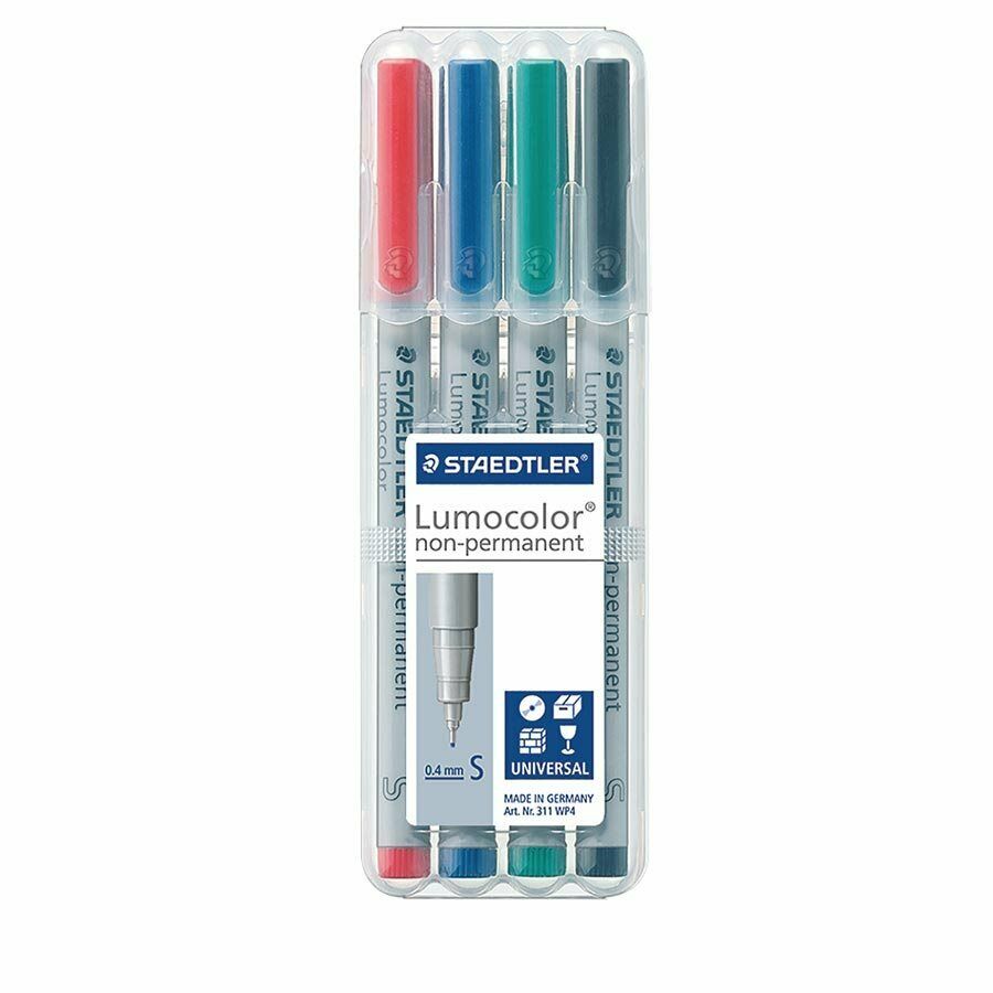 Staedtler Universal Pen Lumocolor Non Permanent 4 Markers Per Set