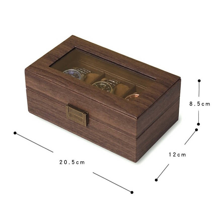 Wooden Watch Organizer Box For 3 Pieces WWB-01 | watch storage | box | jewelry box | timepiece storage | luxury accessories | organizational products | elegant design | secure lock | Halabh.com