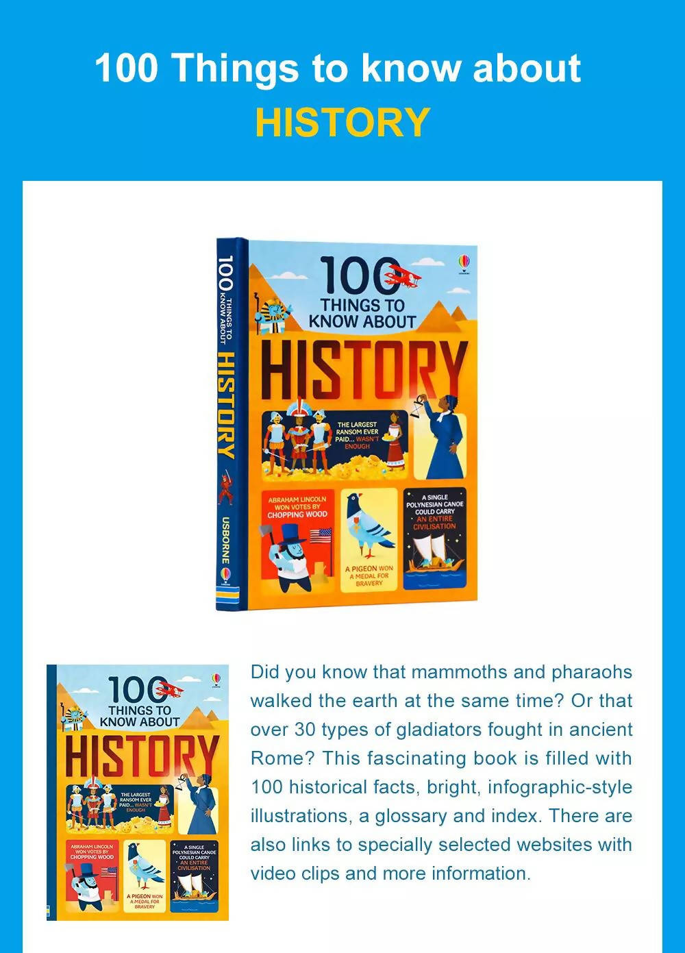 100 Things To Know about History Kids Hardcover In English Learning Book