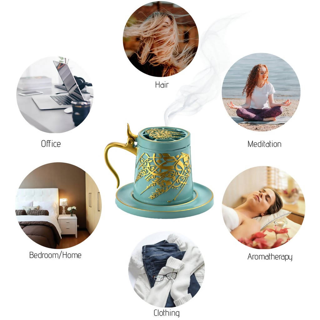 Cuijingr Cup Incense Burner For Office Dark Green