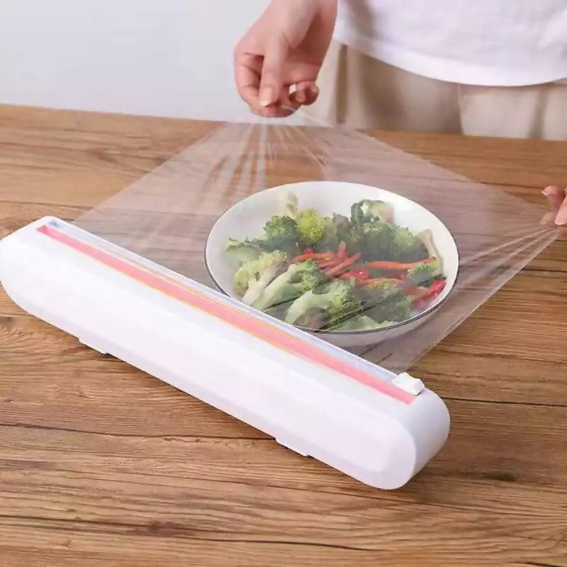 Household Cling Film Cutter Suction Cup Wall Hanging Kitchen Supplies Artifact Cling Paper Foil Divider Cutting Box