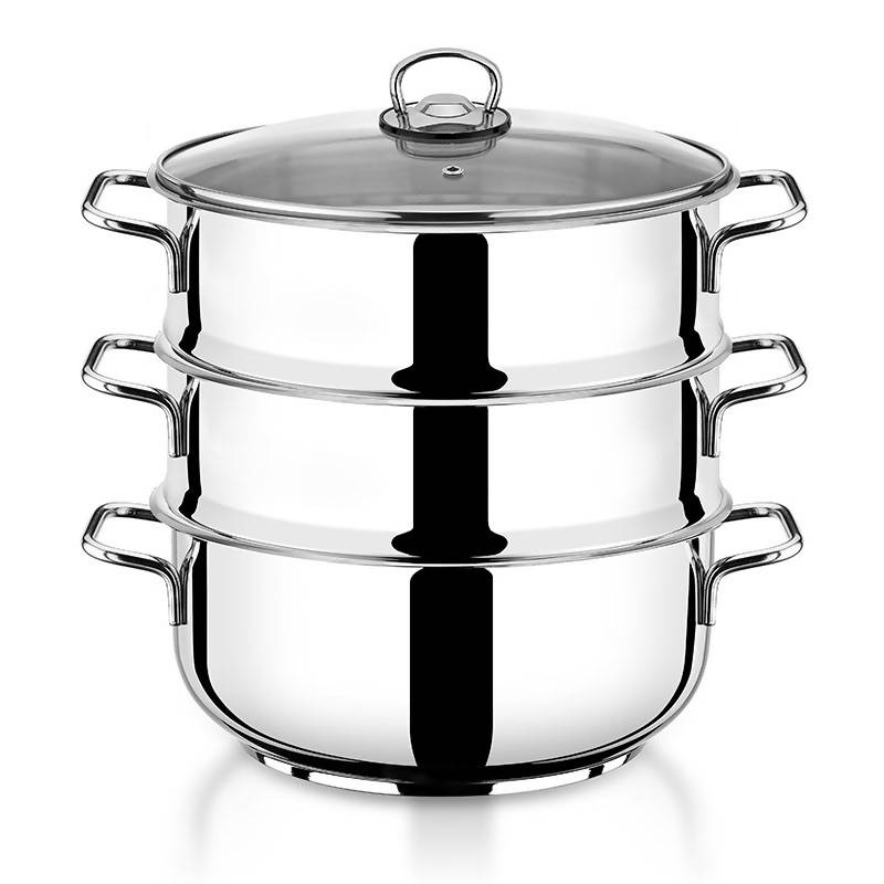 Hascevher 20cm Steamer 4pcs Set Silver