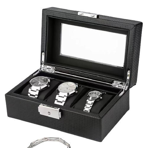 Watch Organizer Box For 3 Watches WOB-03 | watch storage | box | jewelry box | timepiece storage | luxury accessories | organizational products | elegant design | secure lock | Halabh.com