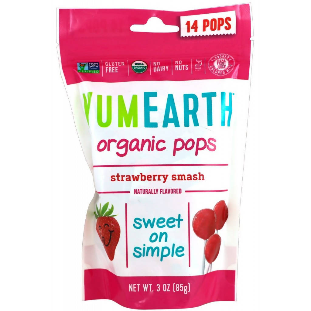 Organic Strawberry Pops 14 Lollipops