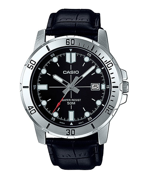 Casio Men's Black Analog Watch MTP-VD01L-1EVUD | Resin | Water-Resistant | Minimal | Quartz Movement | Lifestyle| Business | Scratch-resistant | Fashionable | Halabh.com