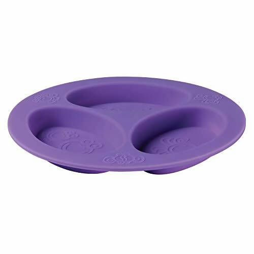 Oogaa Silicone Baby Toddler Divided Plate Safe For Oven Freezer And Boil Safe Purple
