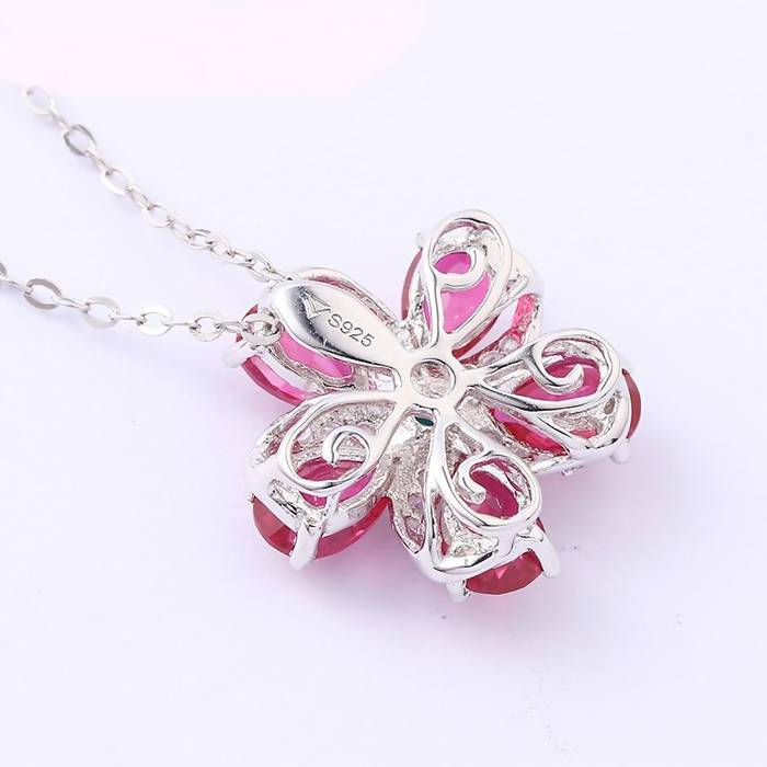 925 Sterling Silver Necklace with Ruby Stone