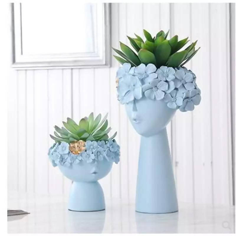 Decorative Figue Head Shape Vase 2Pcs