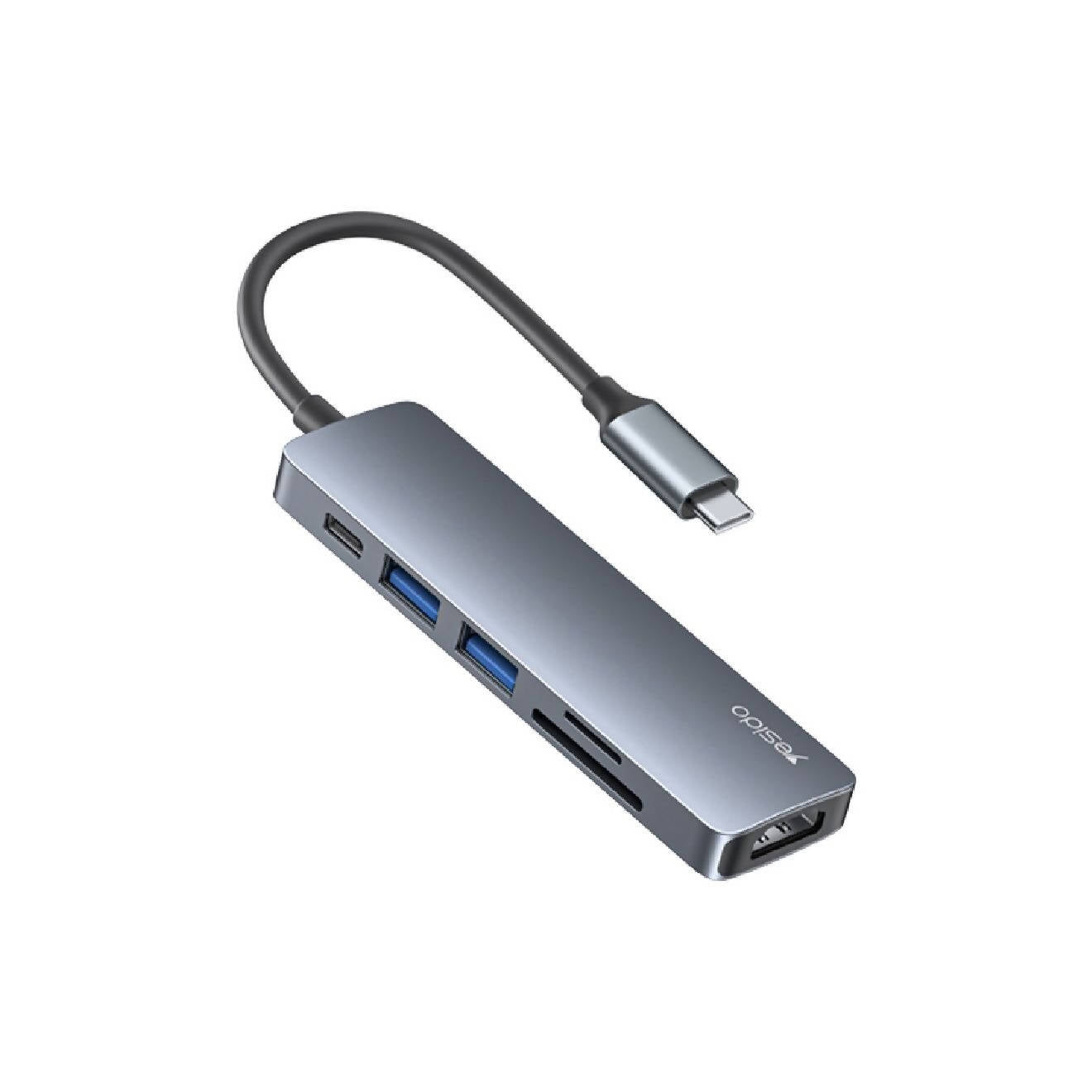 Yesido HUB Adapter 6 in 1 Intelligent HUB Docking Station USB to TF SD + USB3.0 2.0+PD Multiport Hub Adapter