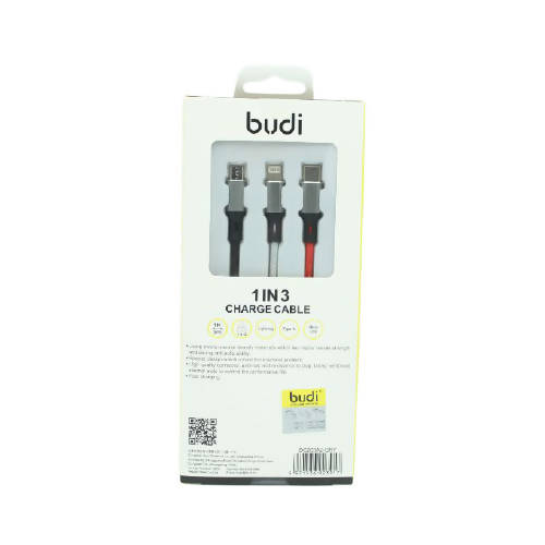 Budi DC203A2 3 In 1 Charge Cable Faster-GREY