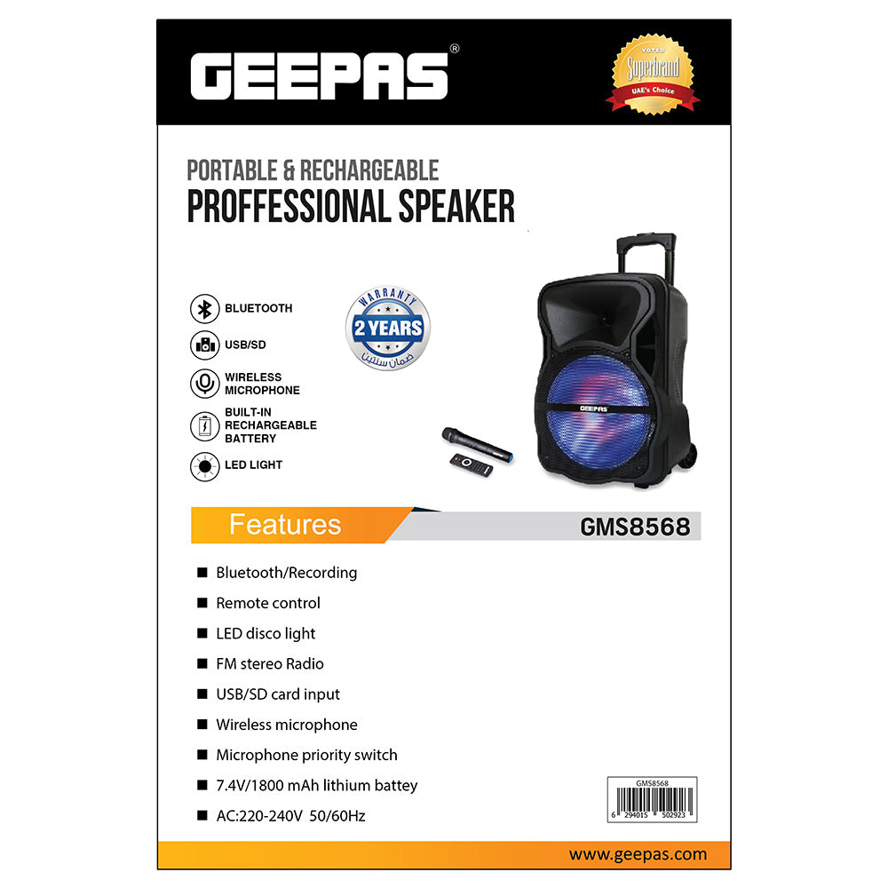 Geepas Trolley Bluetooth Speaker 1800MAH