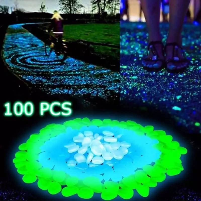 100 Pieces Luminous Stone Luminous Cobblestone Aquarium Garden Walkway Decoration Easy To Use Instantaneous Light Absorption