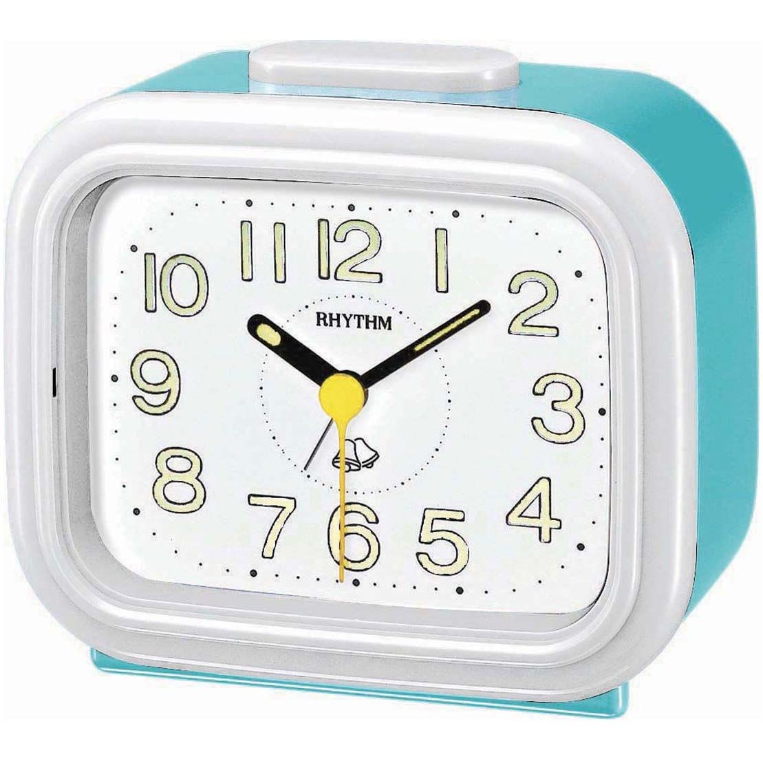 Rhythm Alarm Clock Cyan & White 4RA888R79 | Reliable Timekeeping | Travel | Wake Up Routine | Snooze Function | Battery Operated | Portable | White Face | Halabh.com