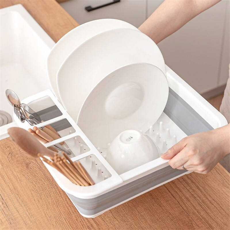Portable Foldable Dish Rack Kitchen Storage Holder Bowl Drainer Tableware Plate Strainers Collapsible Dinnerware Organizer