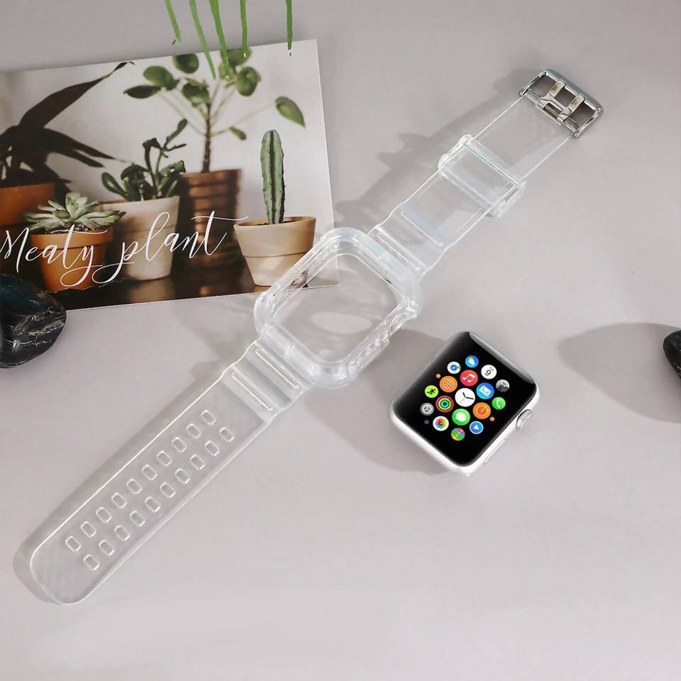 Transparent Silicone Strap For Apple Watch 38/40/42/44mm LW1235840Protection | Transparent | Scratch-resistant | Dust-proof | Slim Design | Easy Installation| Compatible| Accessories | Halabh.com