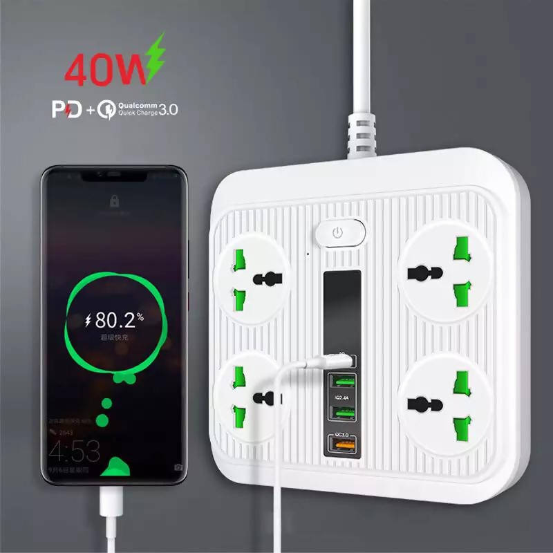 Smart Plug ON/OFF 16A Universal Outlets 3 USB Ports 2M Extension | Outlet | USB | Extension Cord | Electronics | Home Improvement | Technology | Convenience | Protection | Versatility | Halabh.com