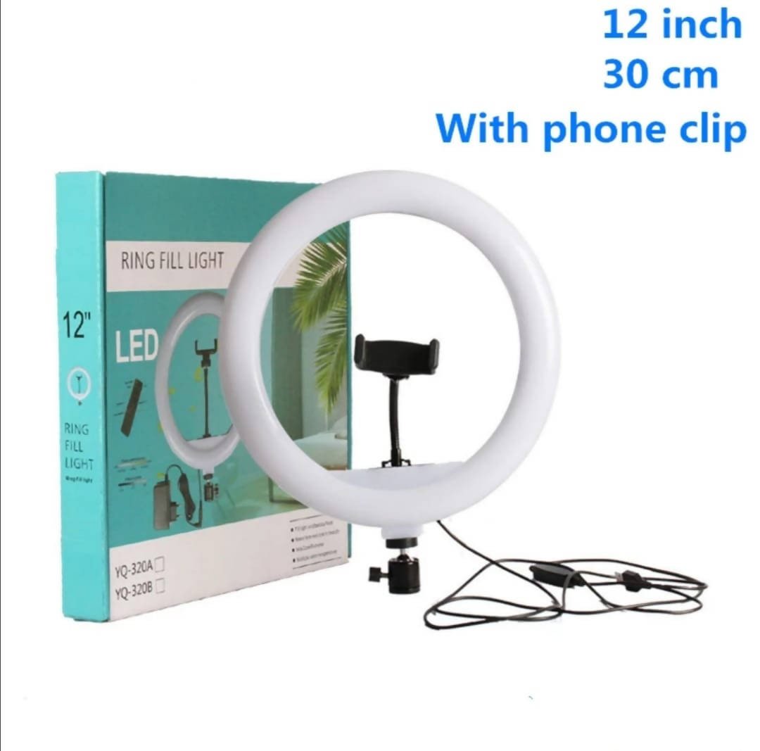 LED Ring Light Selfie Ring Lamp with Phone holder USB Plug (16cm x 26cm x 30cm)