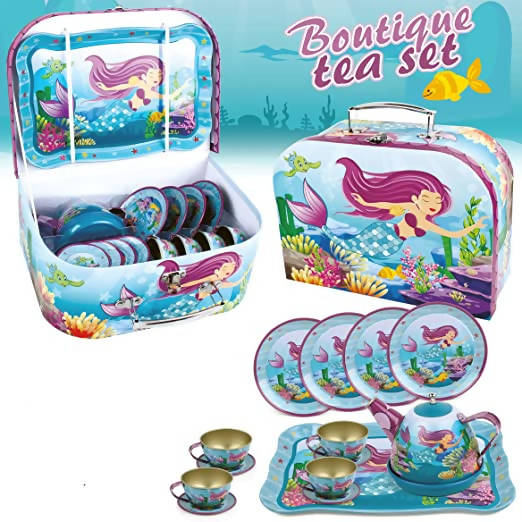Liberty Imports Mermaid Teapot Set for Kids Tea Party Kitchen Pretend Play