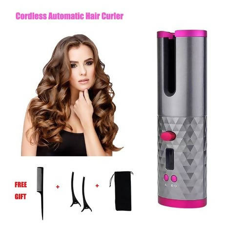 PFUM LCD Handheld Cordless Automatic Hair Curler Wireless Portable Usb Charging Lazy Curling Iron