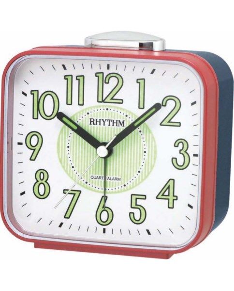 Rhythm Alarm Clock Grey & White CRA629NR01 | Reliable Timekeeping | Travel | Wake Up Routine | Snooze Function | Battery Operated | Portable | White Face | Halabh.com