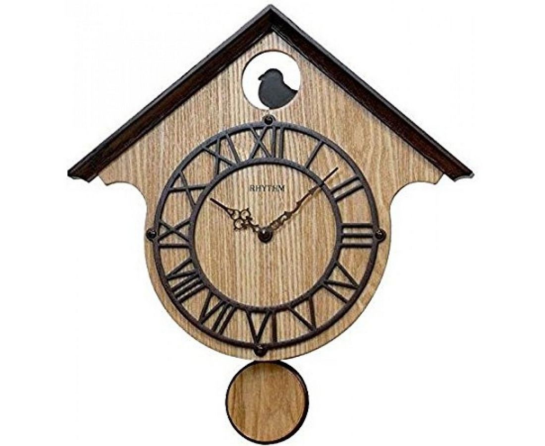 Rhythm Analog Clock Brown CMP535NR06 | stylish watch | accurate timekeeping | wall clock | round clock | Casio watch | wall watch | home décor | timepiece | Halabh.com